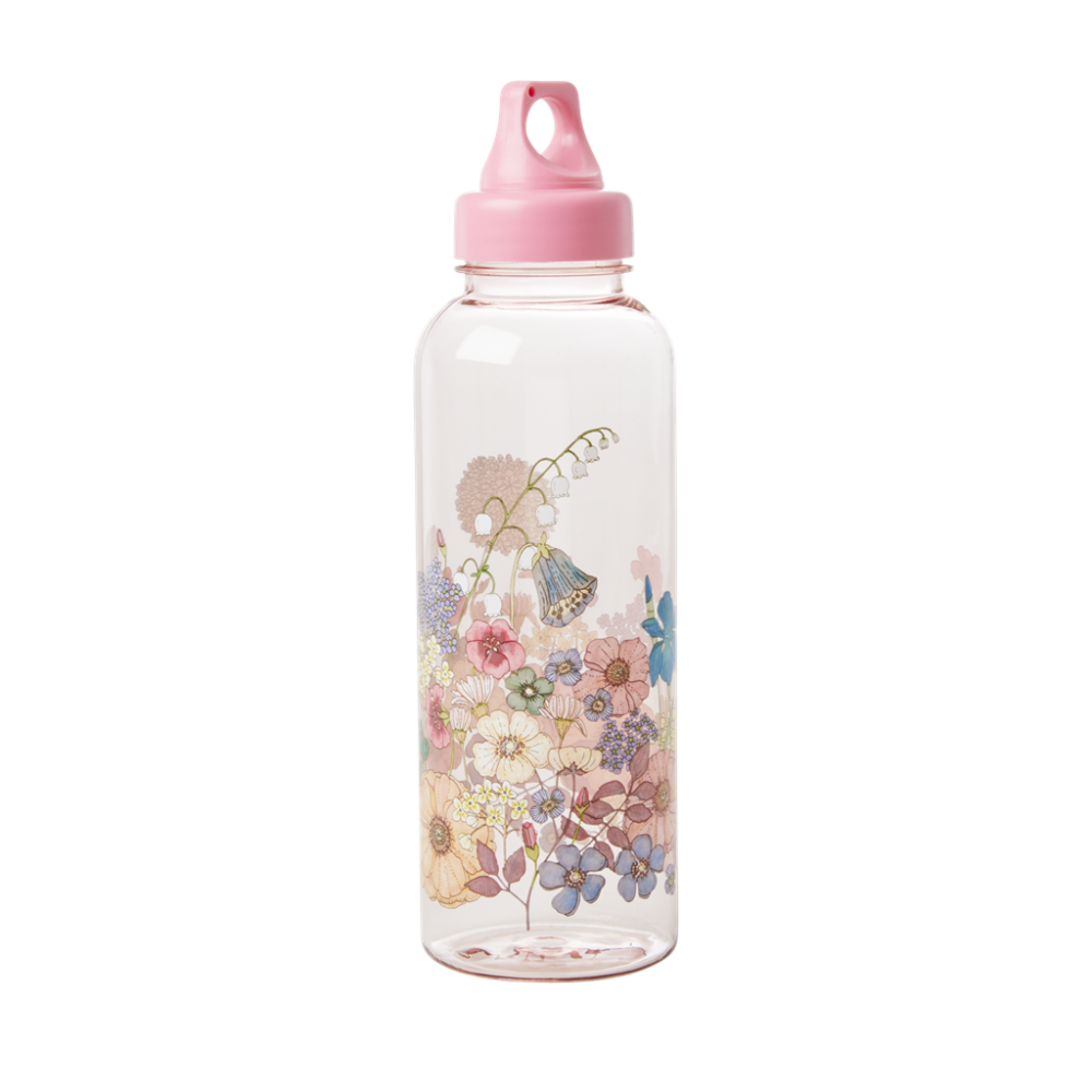 Pink Flower Collage Print Water Bottle By Rice DK